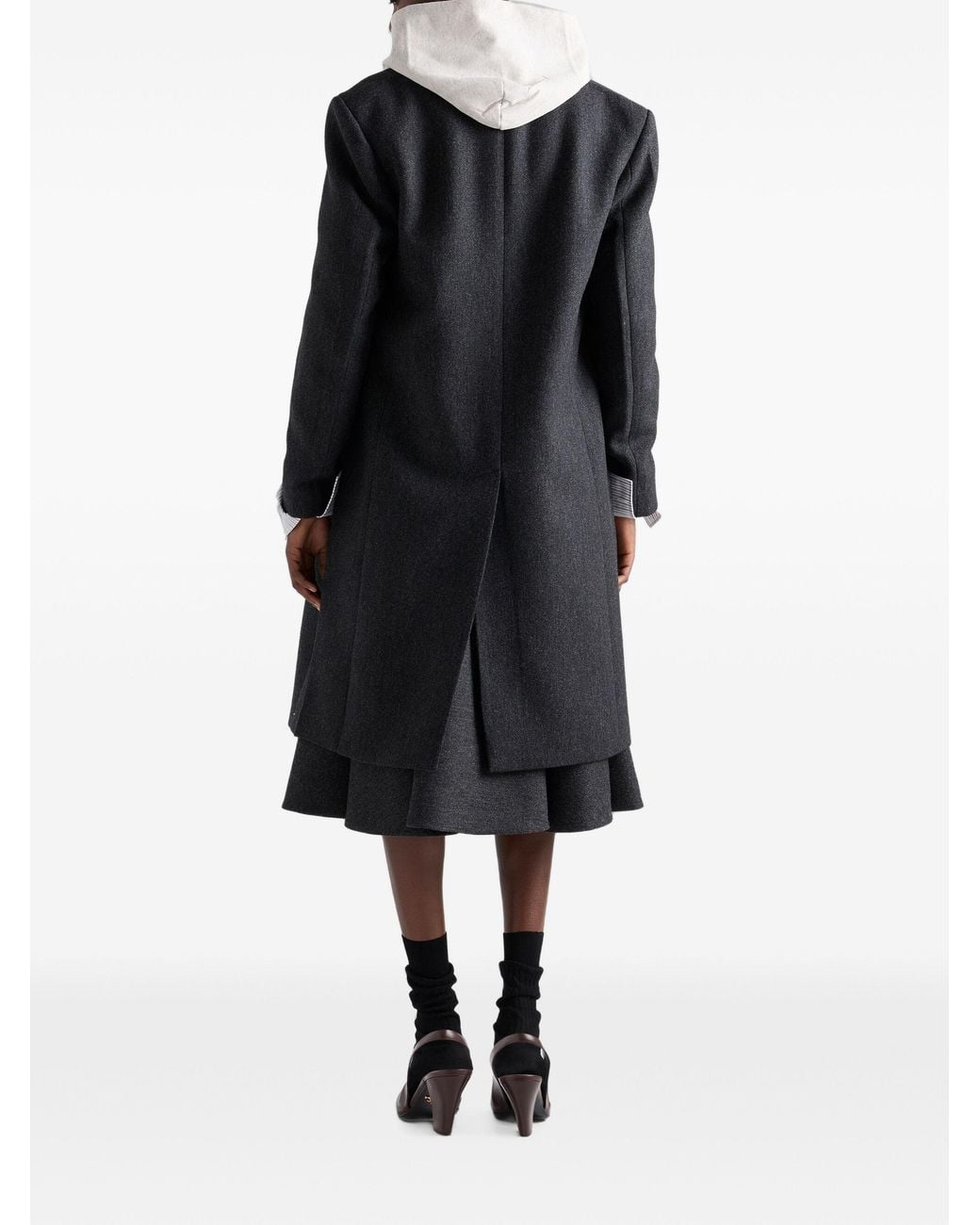 Prada Blue Single-Breasted Double Wool Coat
