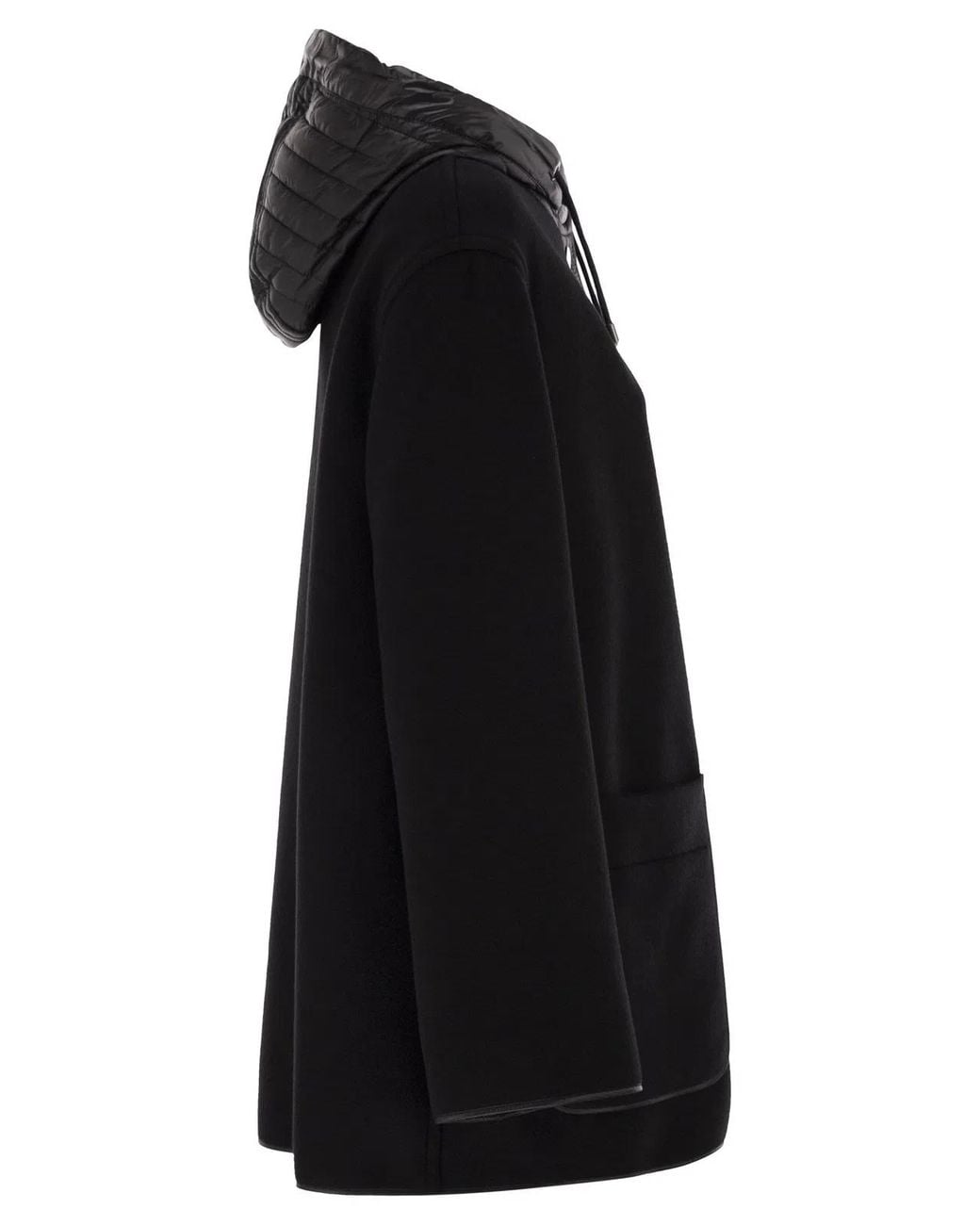 Fay Black Two-Material Wool And Cashmere Caban Coat