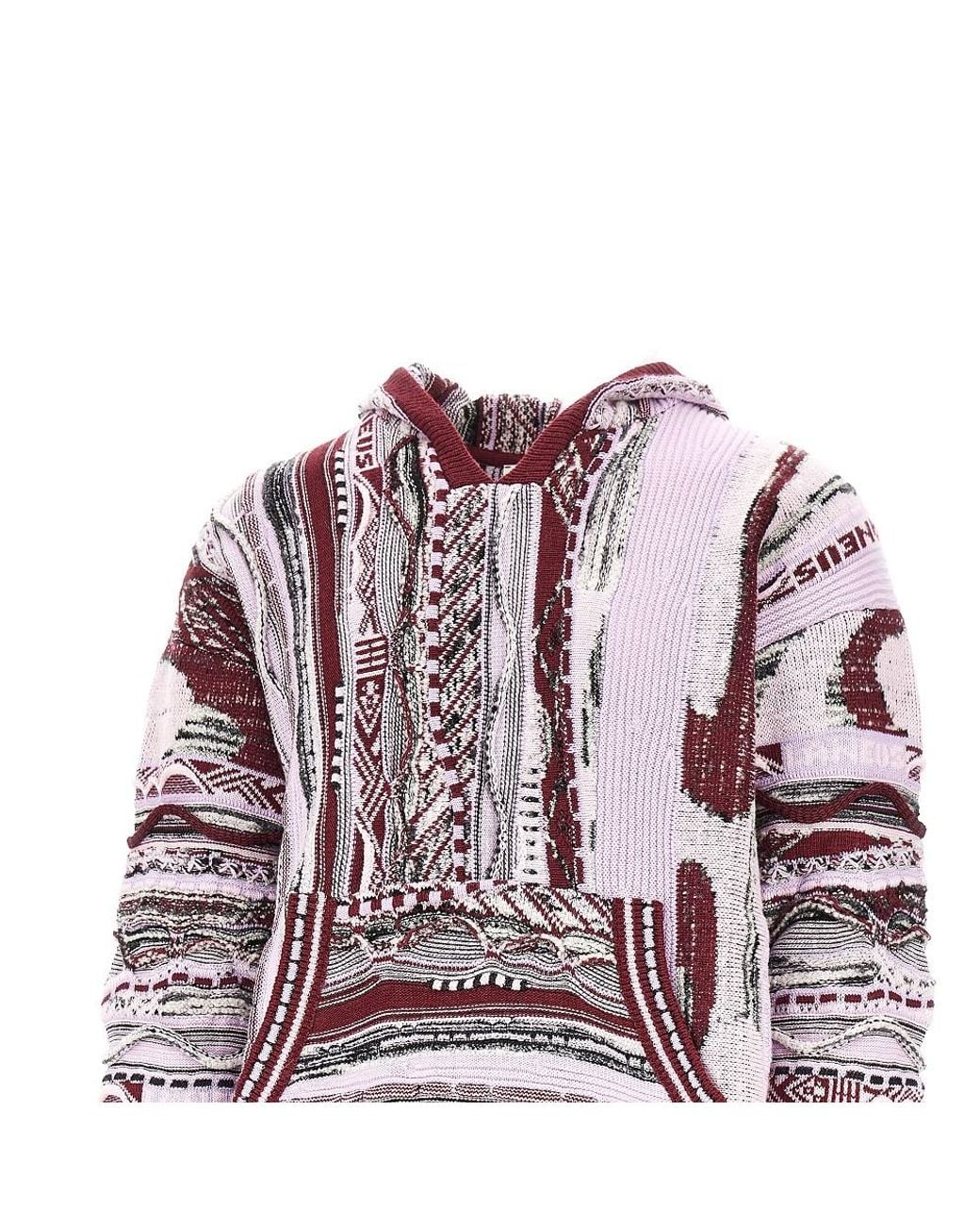 Laneus Purple Jacquard Knit Hoodie for men
