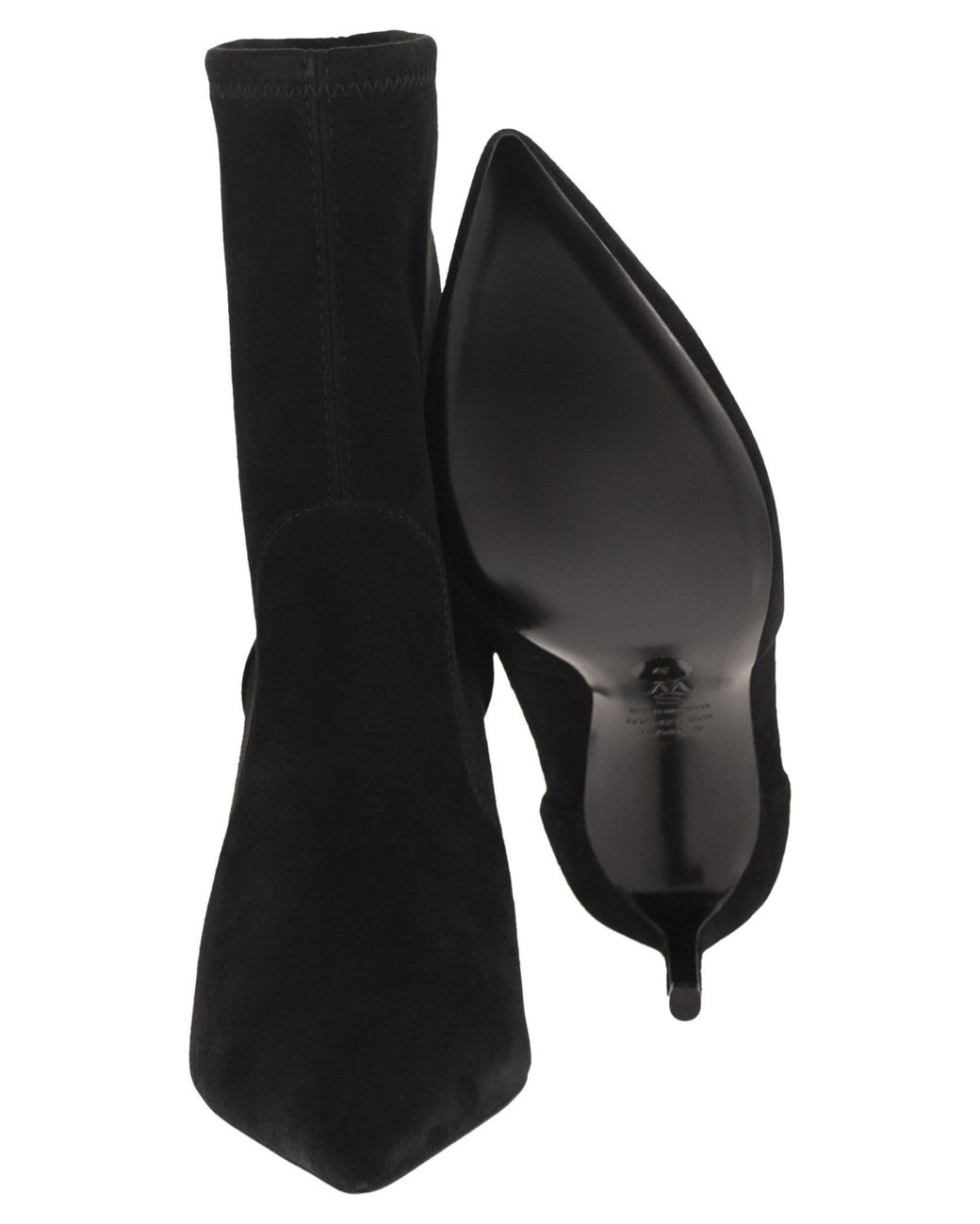 Stuart Weitzman Black Stuart Power Bootie 75 Suede Ankle Boots With Stiletto Heel