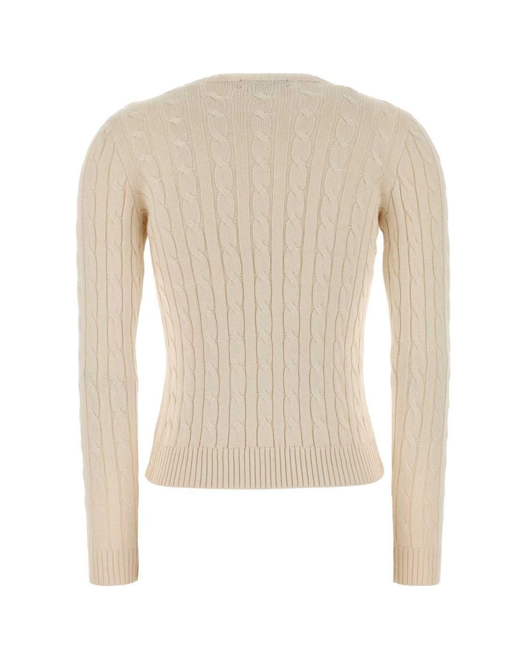 Polo Ralph Lauren White Polo-Inspired Cotton-Viscose Knit Sweater