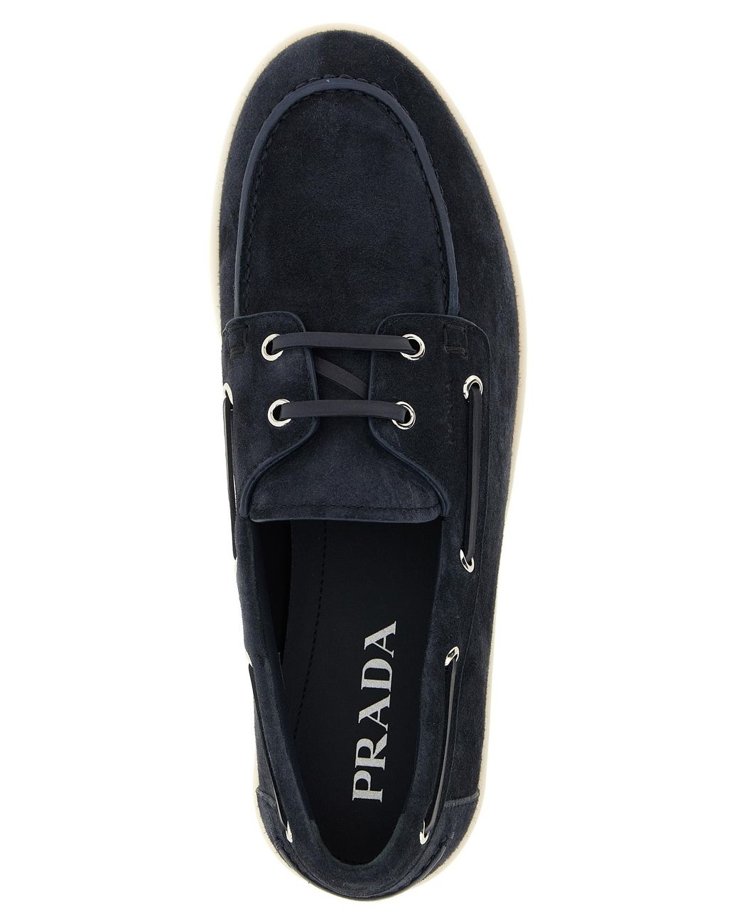 Prada Blue Suede Boat Shoe for men