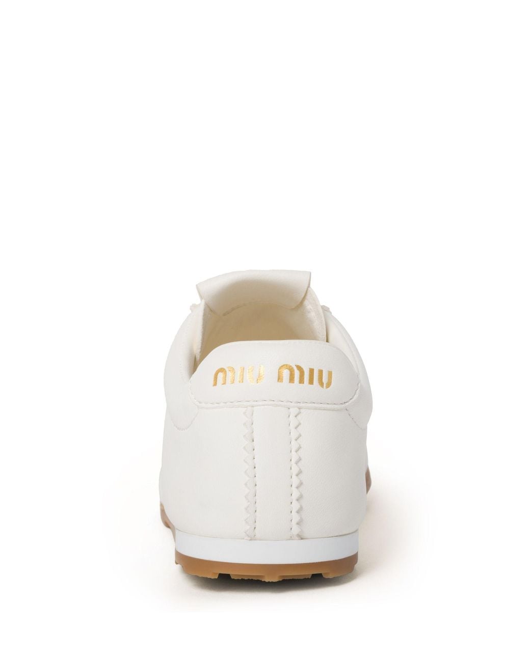 Miu Miu White Plume Nappa Leather Sneakers