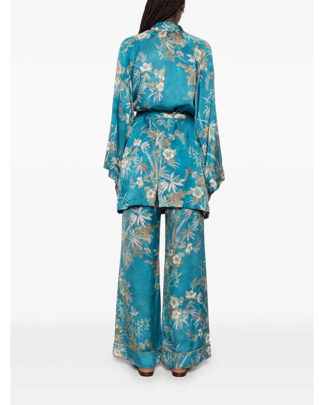 Forte_forte Blue Printed Satin Kimono