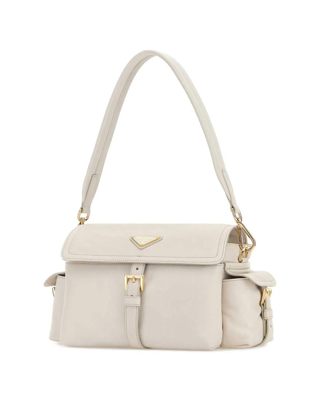 Prada White Ivory Nappa Leather Explore Shoulder Bag
