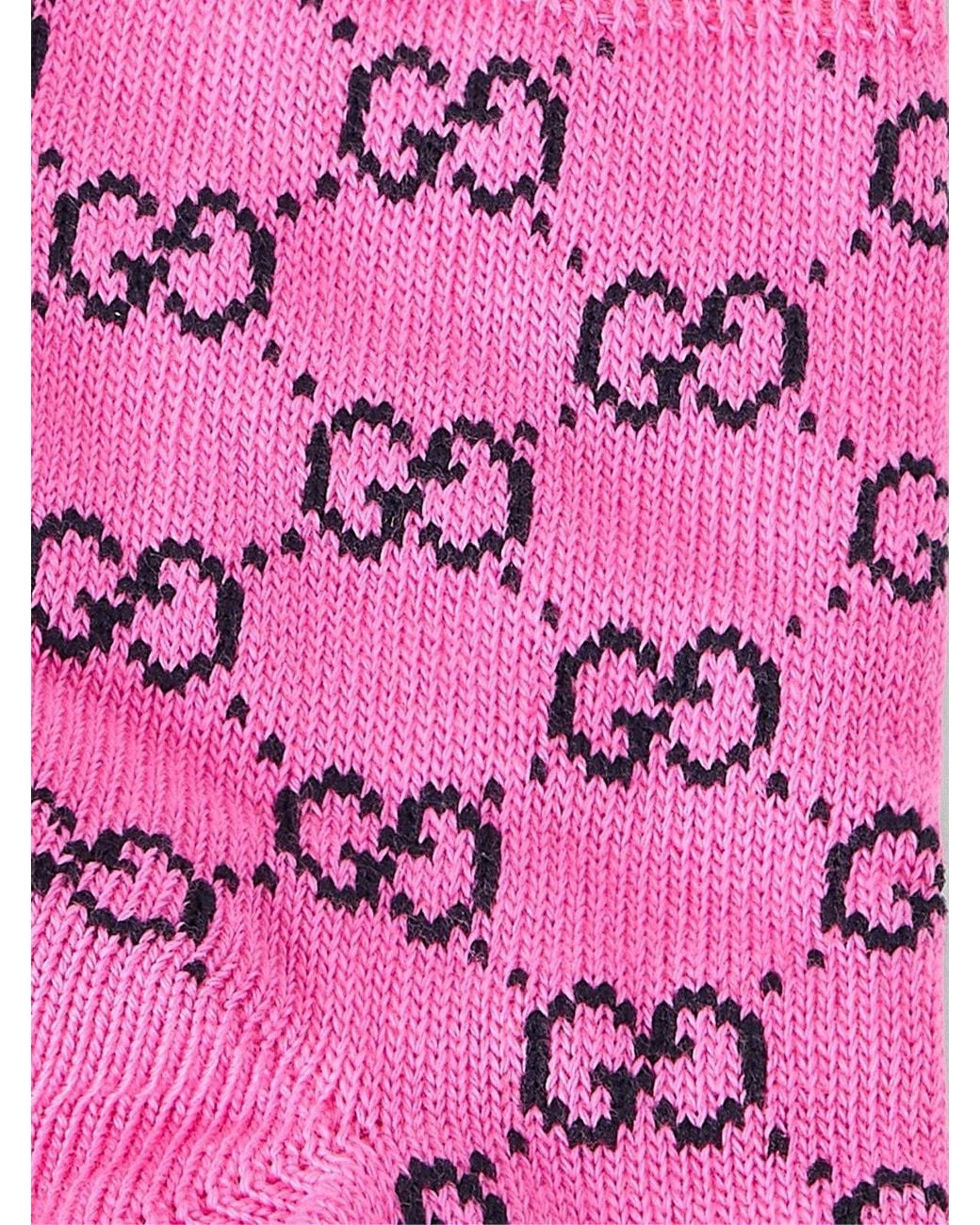 Gucci Pink Monogram Logo Socks