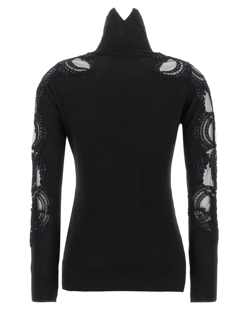 Ermanno Scervino Black High Neck With Lace Inserts