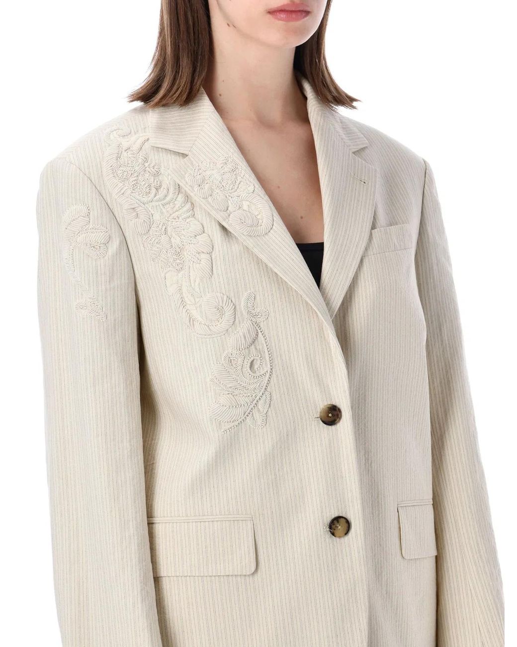 Dries Van Noten Natural Embroidered Blazer