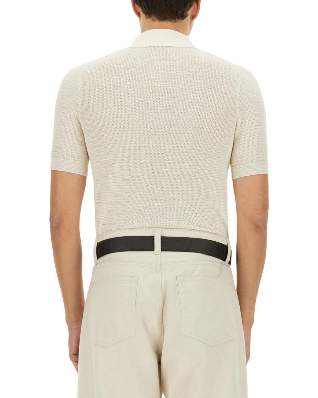 Tom Ford White Polo Shirt Cotton And Silk for men