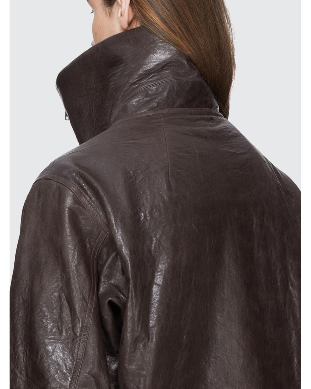 Rick Owens Brown Dracuflight Grease Leather Bomber for men