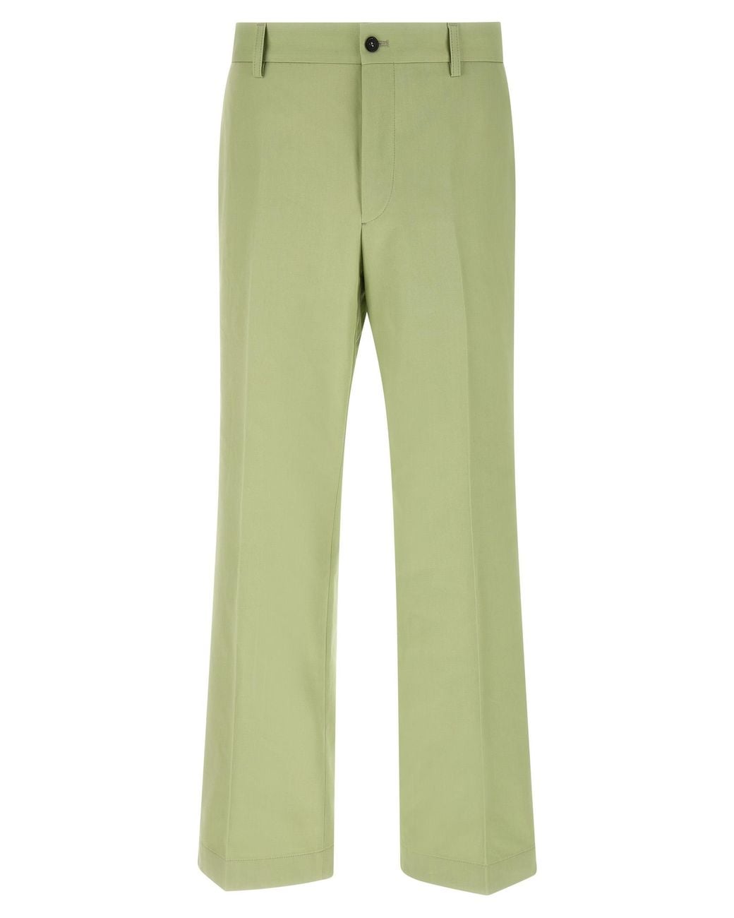 Prada Green Flat Front Trousers for men