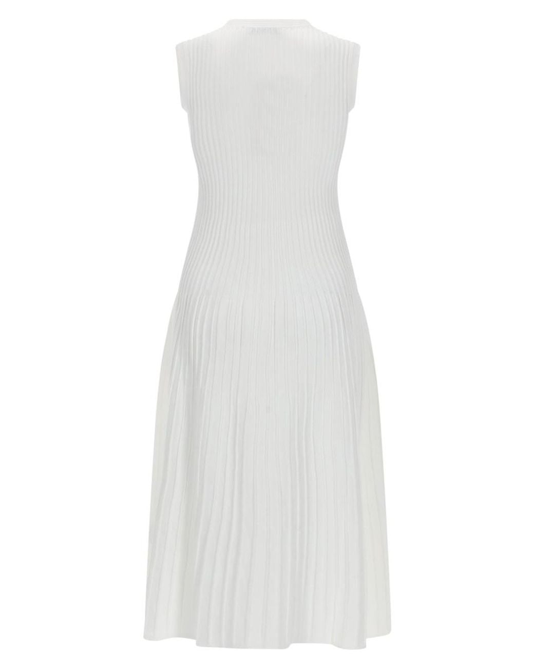Max Mara White Viscose Crepe Yarn Dress