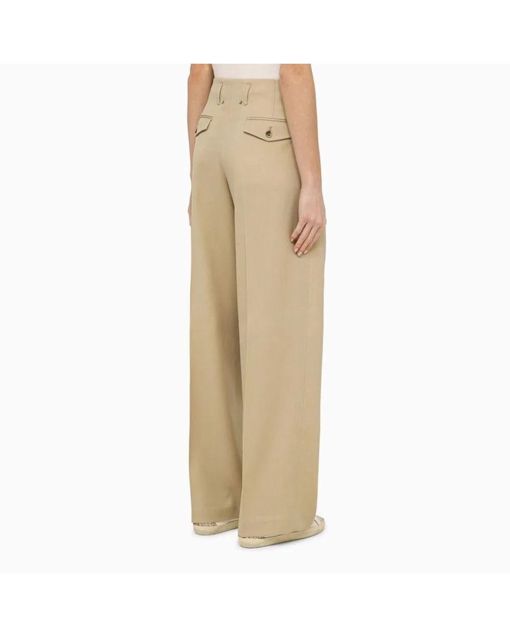 Golden Goose Deluxe Brand Natural High-Waist Wide-Leg Trousers