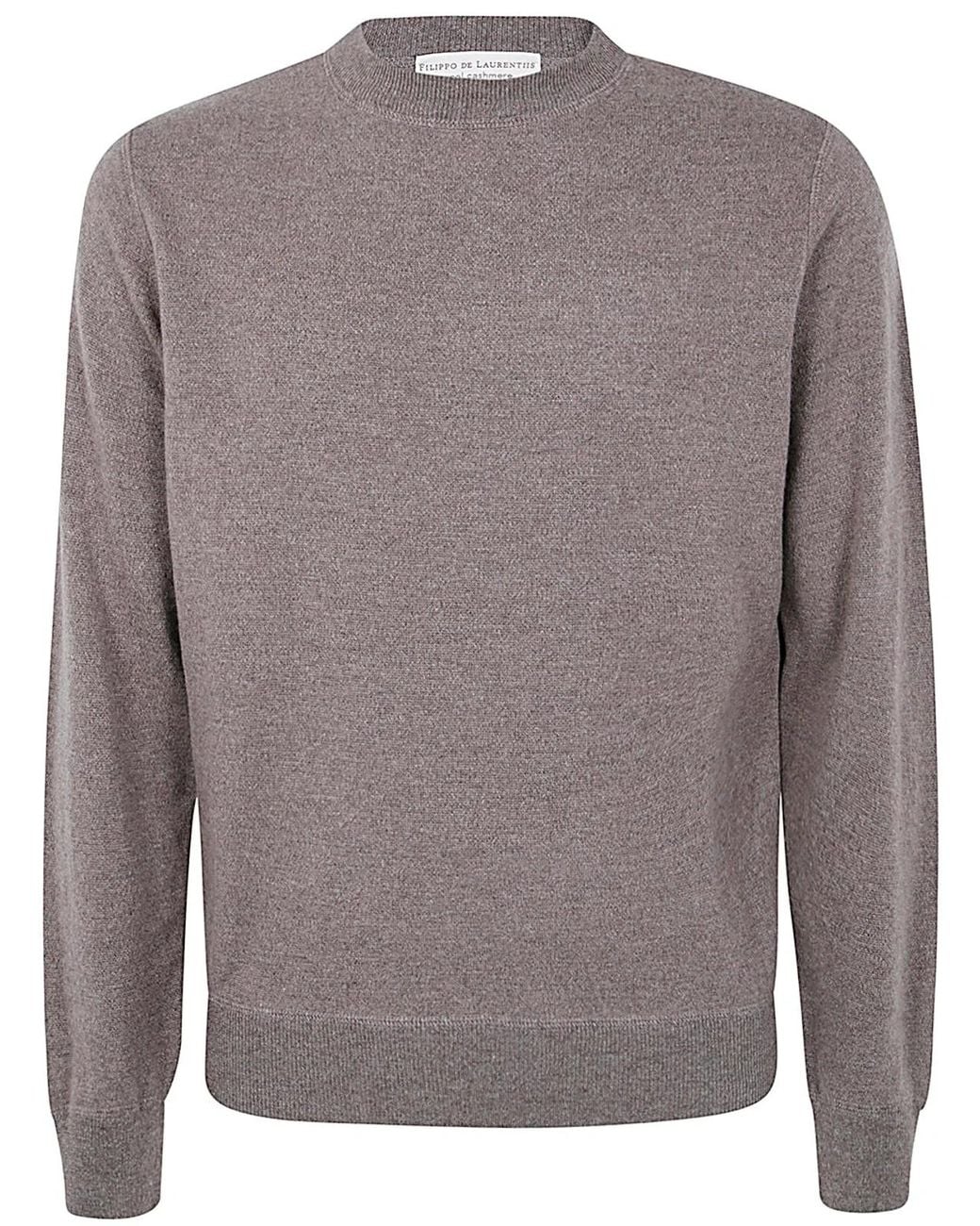FILIPPO DE LAURENTIIS Gray Long Sleeves Cashmere Wool Round Neck Sweatshirt for men