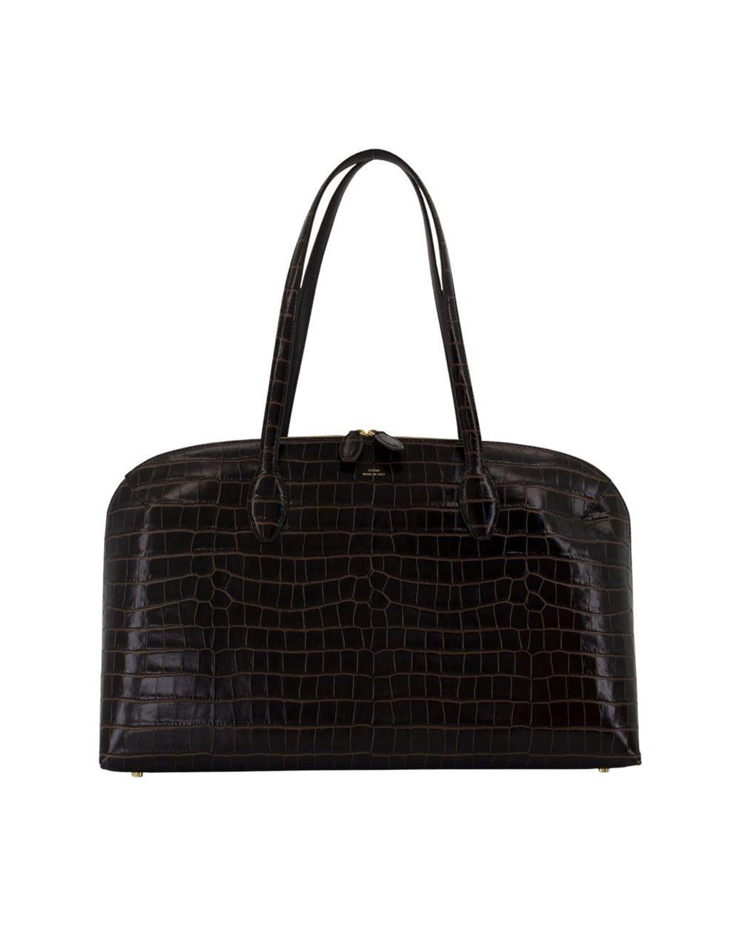 Totême Black Garderob Dark Chocolate Leather Tote Bag