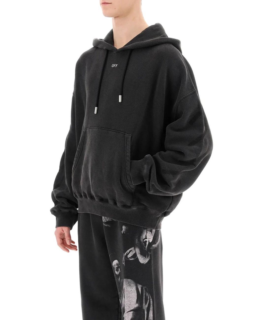 Off-White c/o Virgil Abloh Black Logo Cotton Hoodie for men