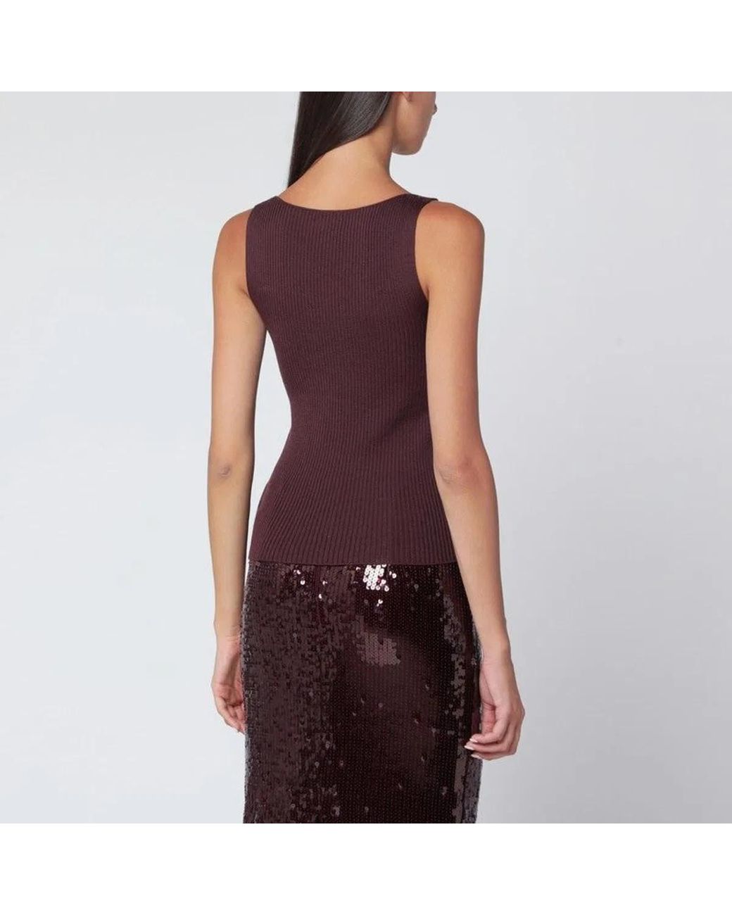 Roberto Collina Purple Eggplant-Coloured Wool Tank Top