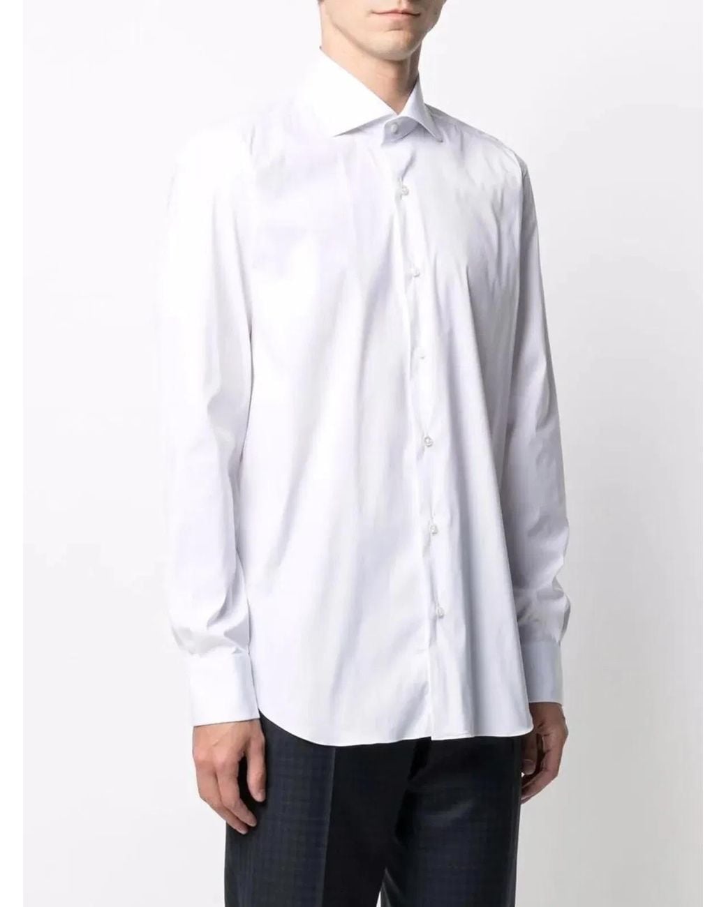Barba Napoli White Classic Popeline Stretch Shirt for men