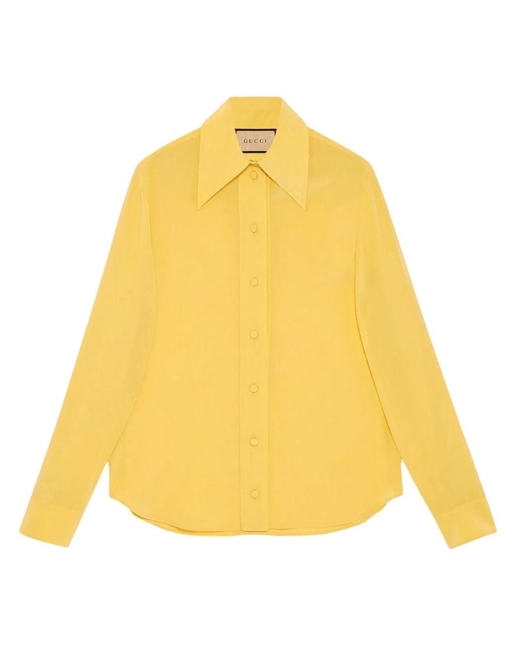 Gucci Yellow Crepe De Chine And Silk Shirt