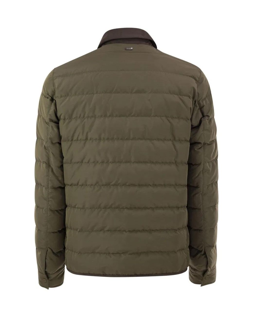 Herno Green Quilted Down Jacket With Shirt Collar for men