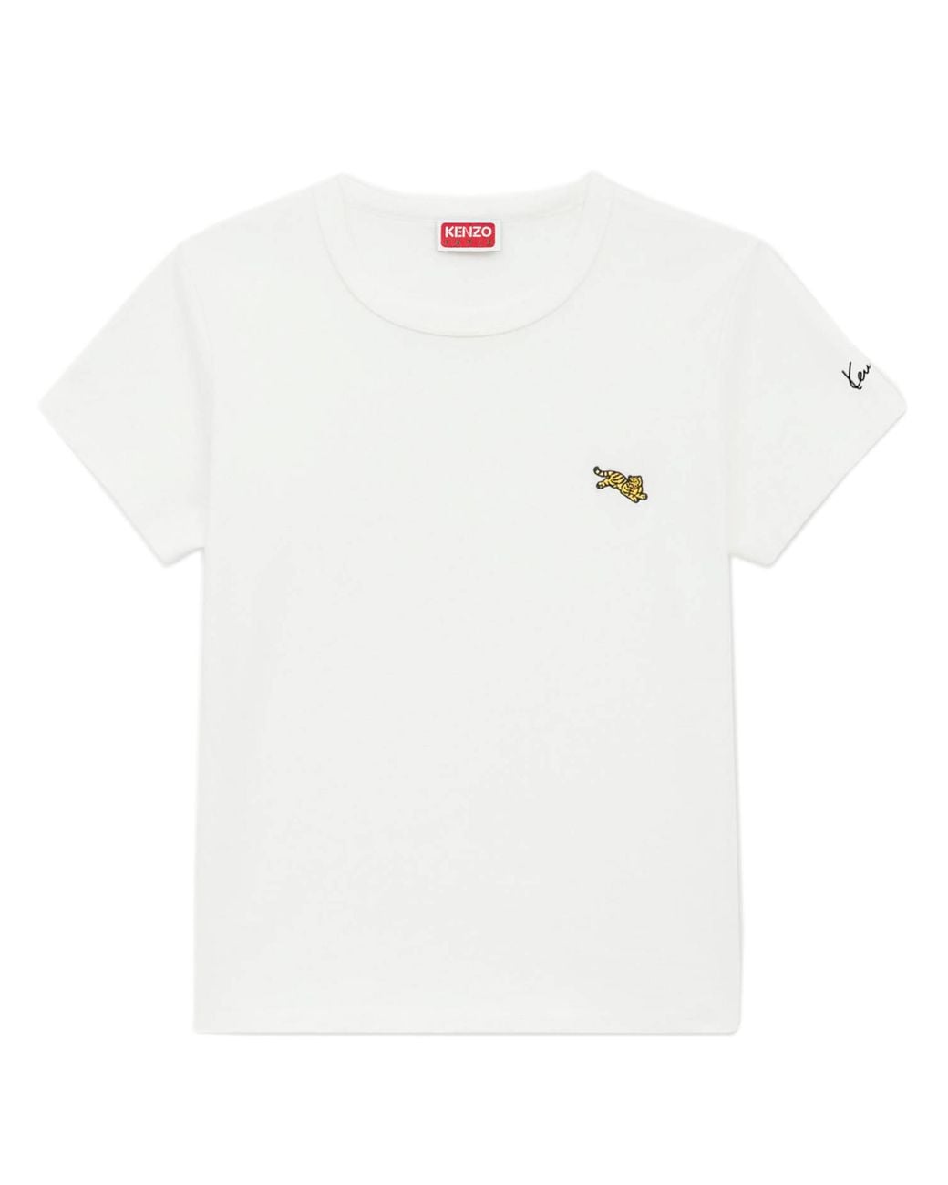KENZO White Jumping Tiger Embroidered Cotton T-Shirt