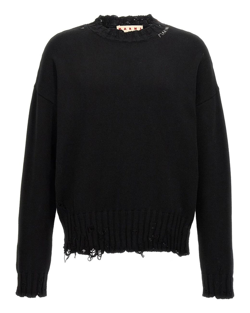 Marni Black Destroyed Effect Sweater for men