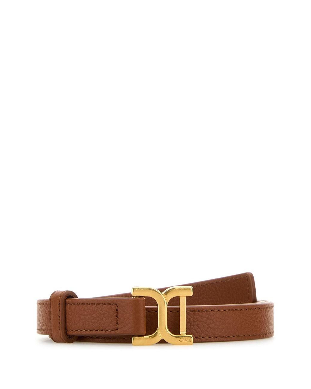 Chloé Brown Leather Logo Buckle Belt