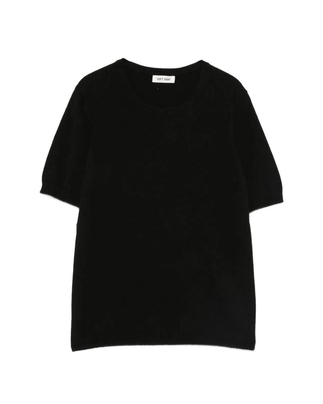Soft Goat Black Round Neck Short Sleeves