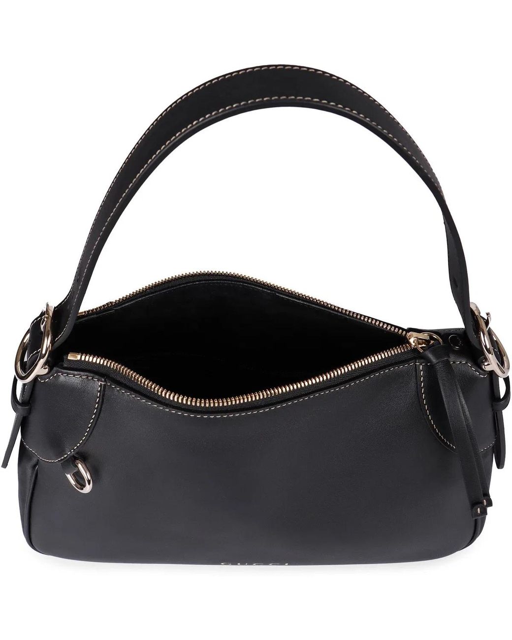 Gucci Black Gg Emblem Leather Shoulder Bag
