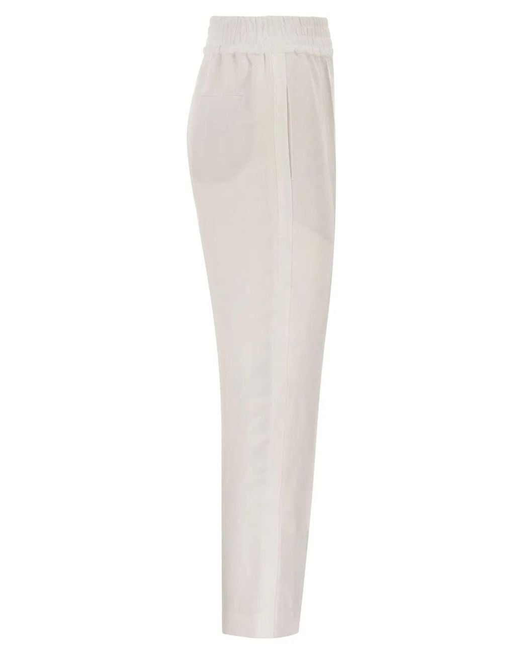 Brunello Cucinelli White Baggy Pull-Up Trousers