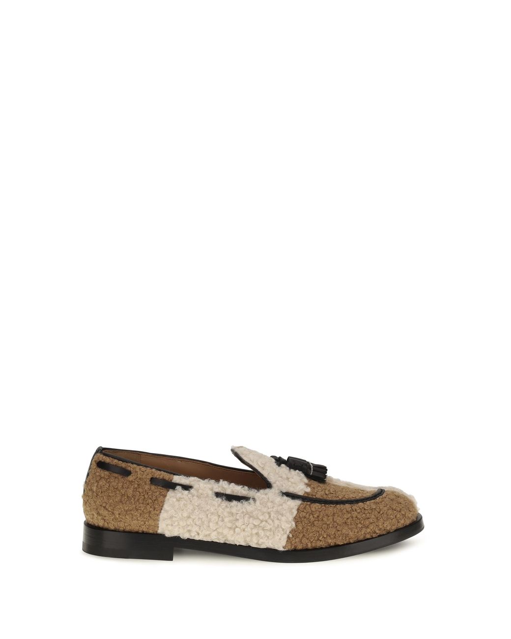 Fratelli Rossetti White Two-Tone Bouclé-Effect Loafers