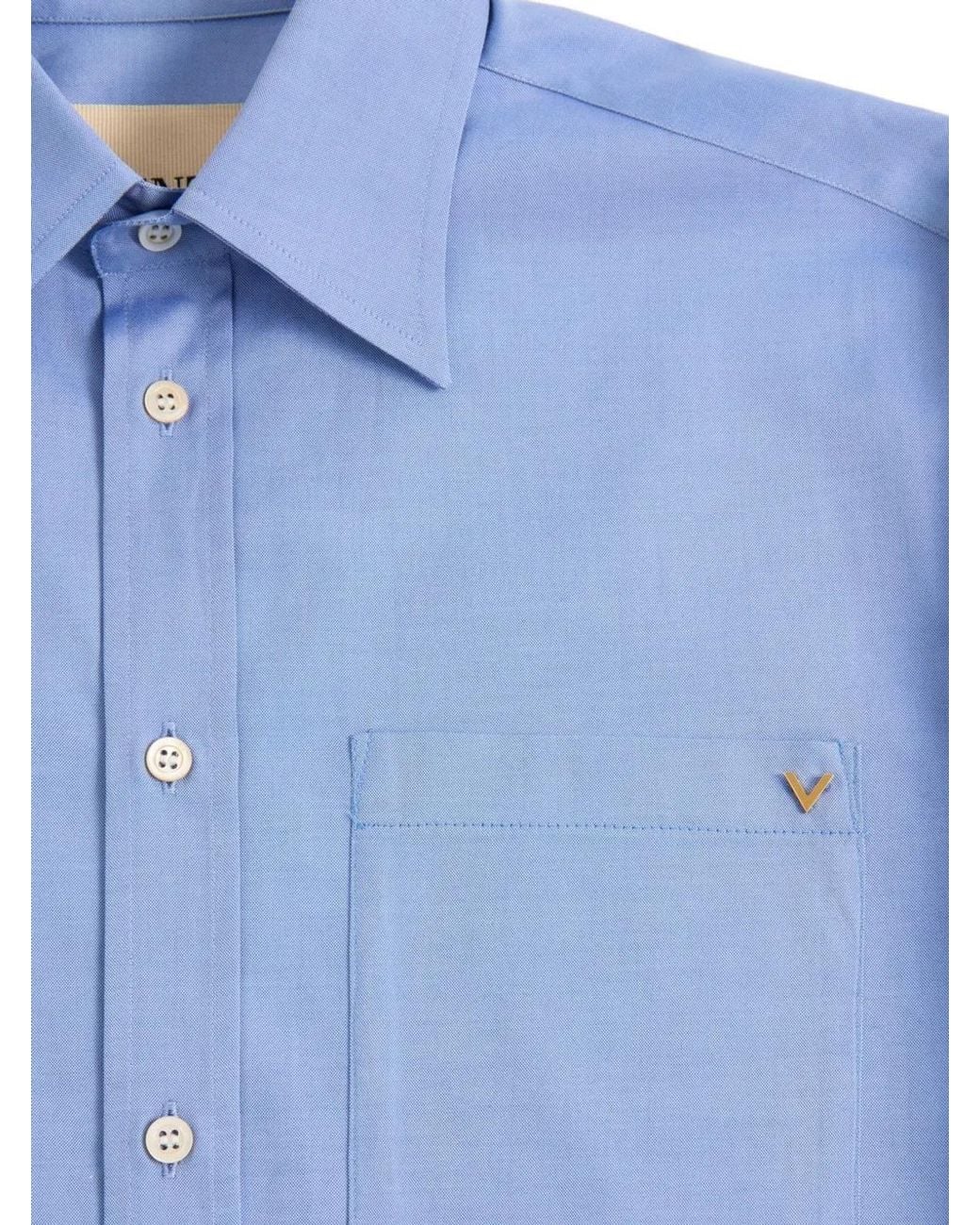 Valentino Blue Vgold Cotton Shirt for men