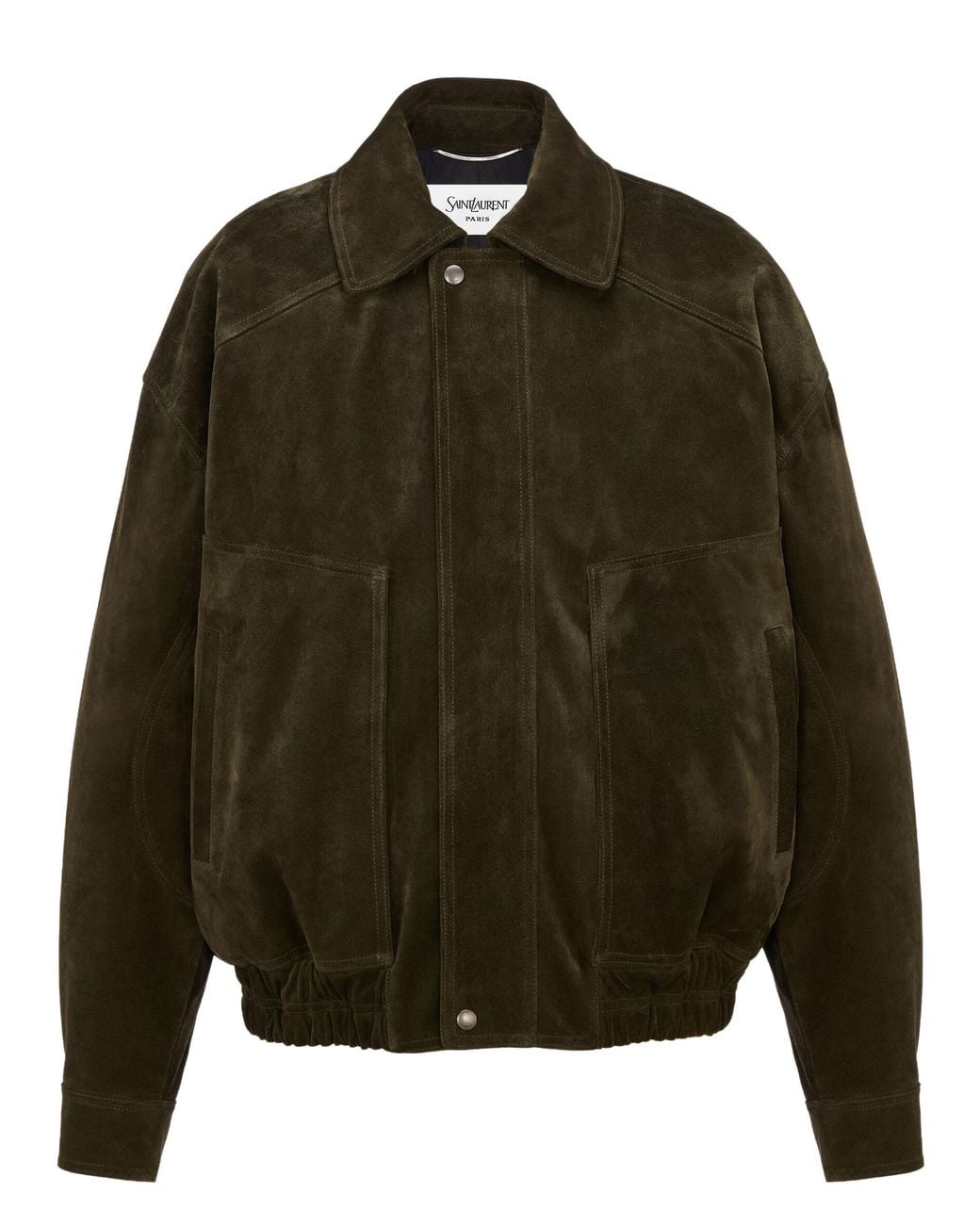 Saint Laurent Green Vintage Split Leather Bomber Jacket for men