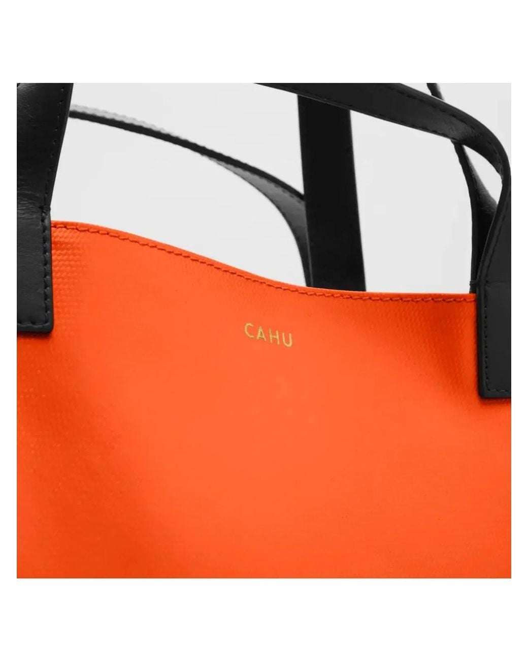 CAHU Orange Medium Nouvelle Collection Le Pratique With Zip Tote Bag