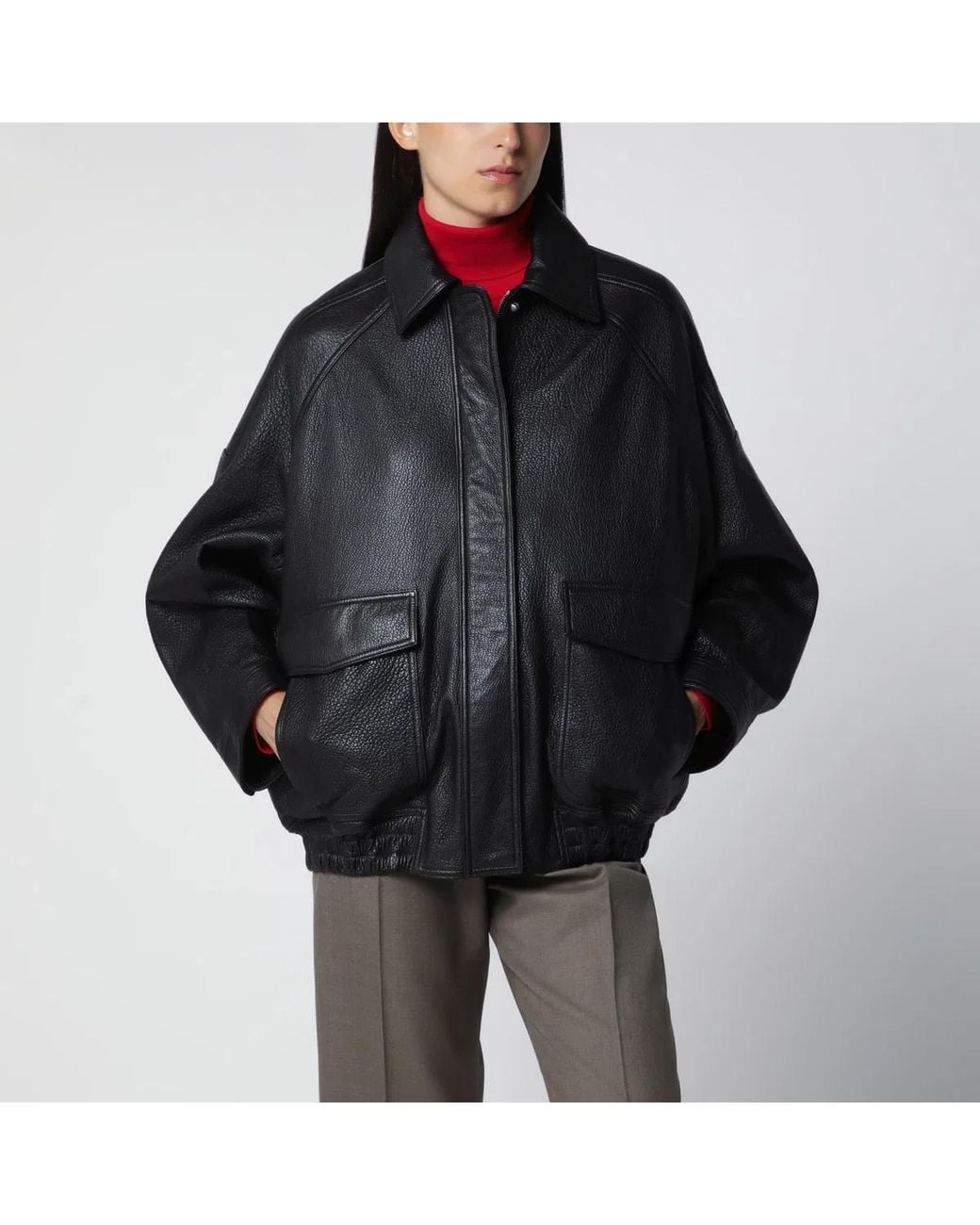 Rohe Black Grained Leather Jacket