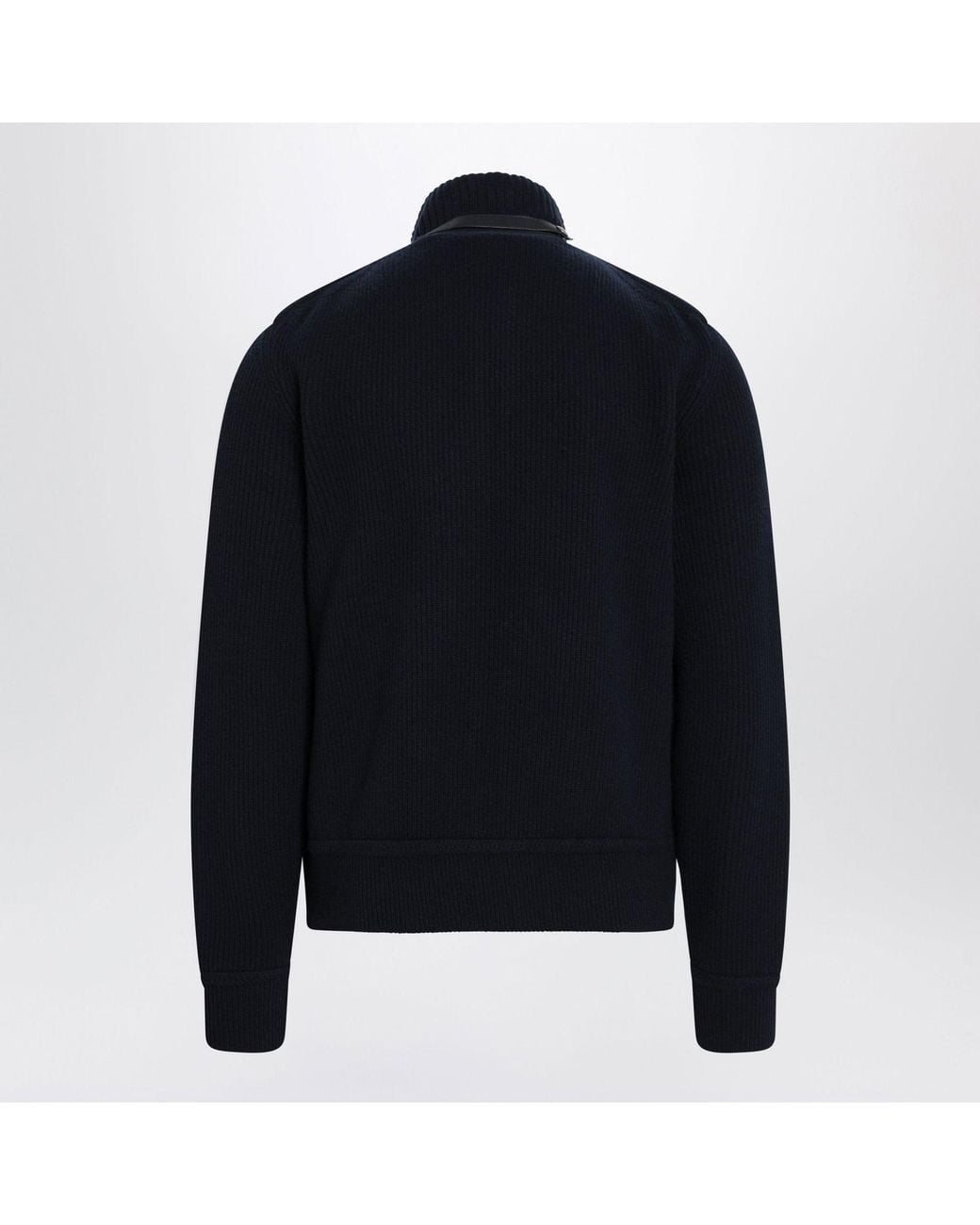 Tom Ford Blue Quilted Ribbed-Knit Jacket for men