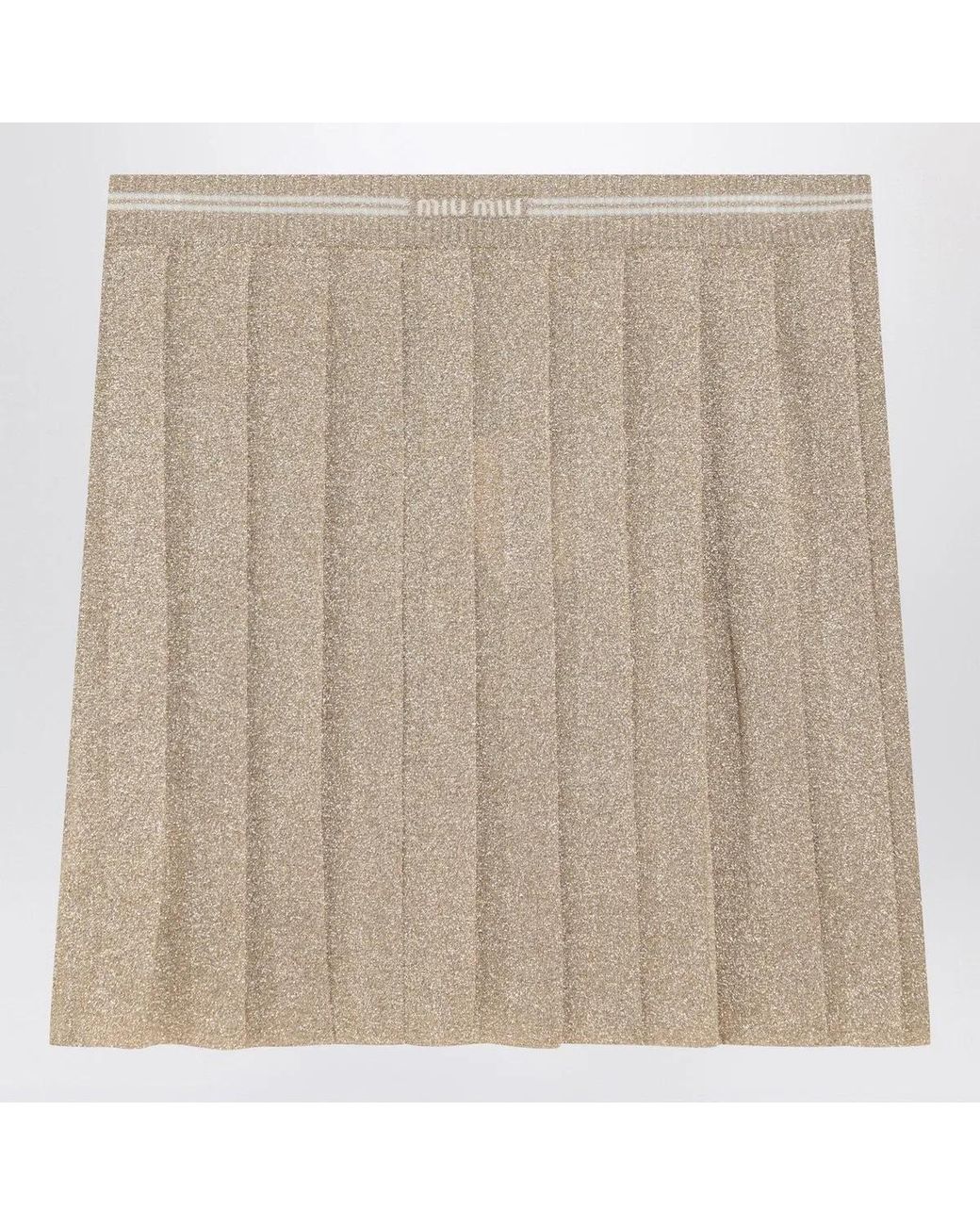 Miu Miu Brown Pleated Lurex Miniskirt