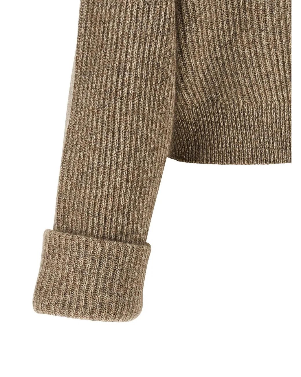 Brunello Cucinelli Natural 'Shiny Zipper Pull' Cardigan