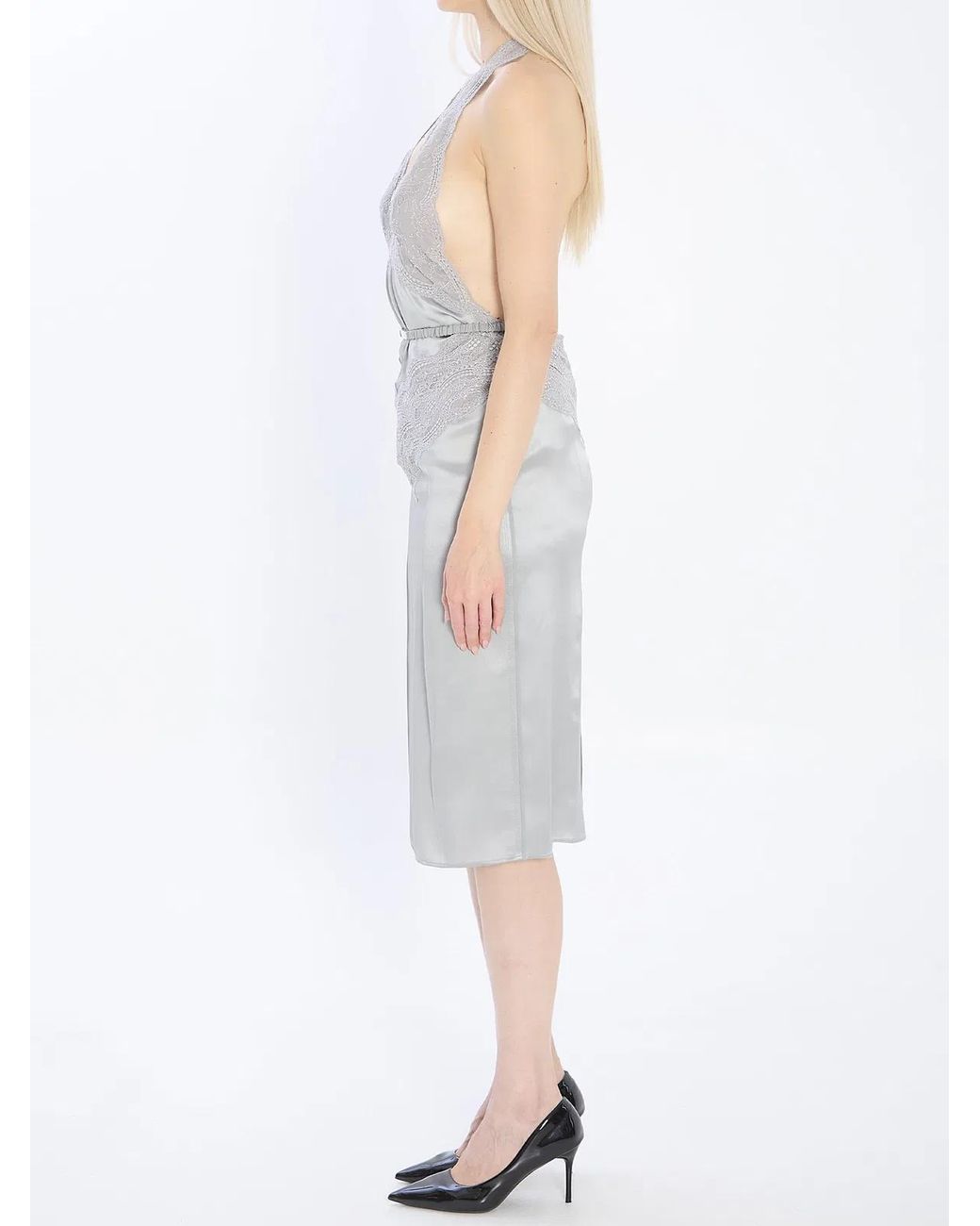 Gucci White Silk Satin Dress