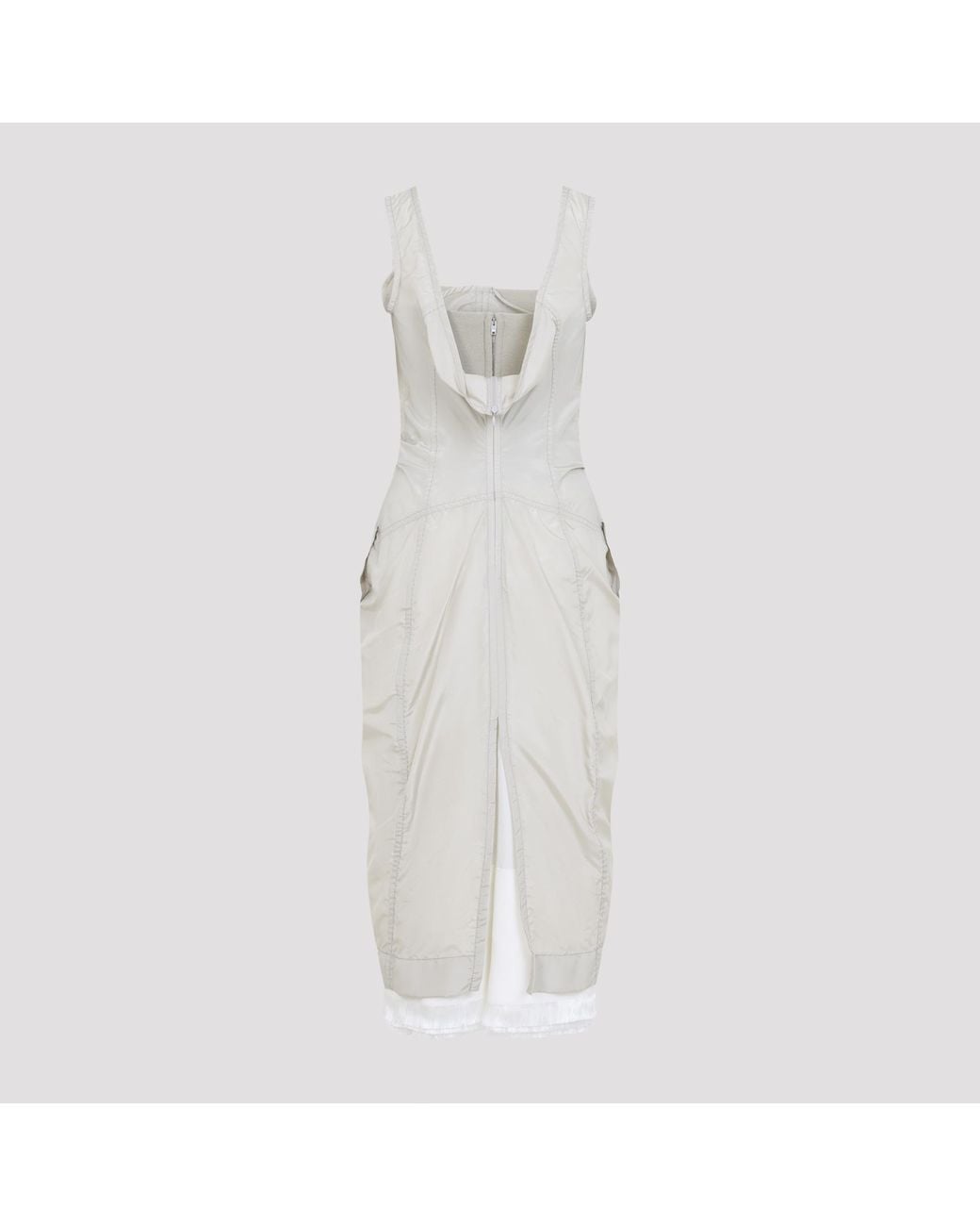 Bottega Veneta White Pearl Silk Taffeta Bustier Dress