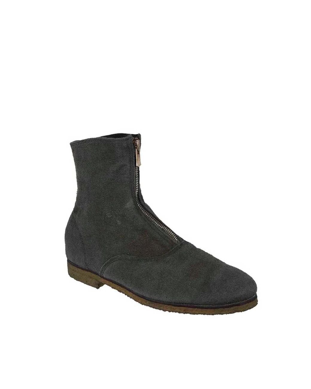 Guidi Black Linen Boots With Front Zip for men