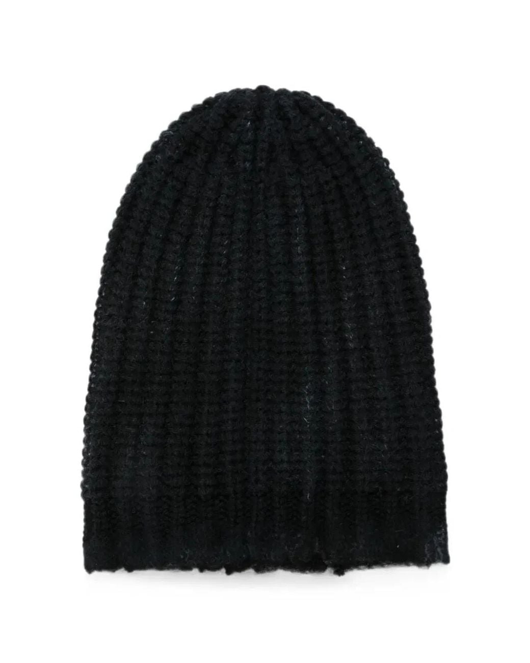 Avant Toi Black Hand Painted Corn Cob Stitch Hat With Destroyed Edges for men