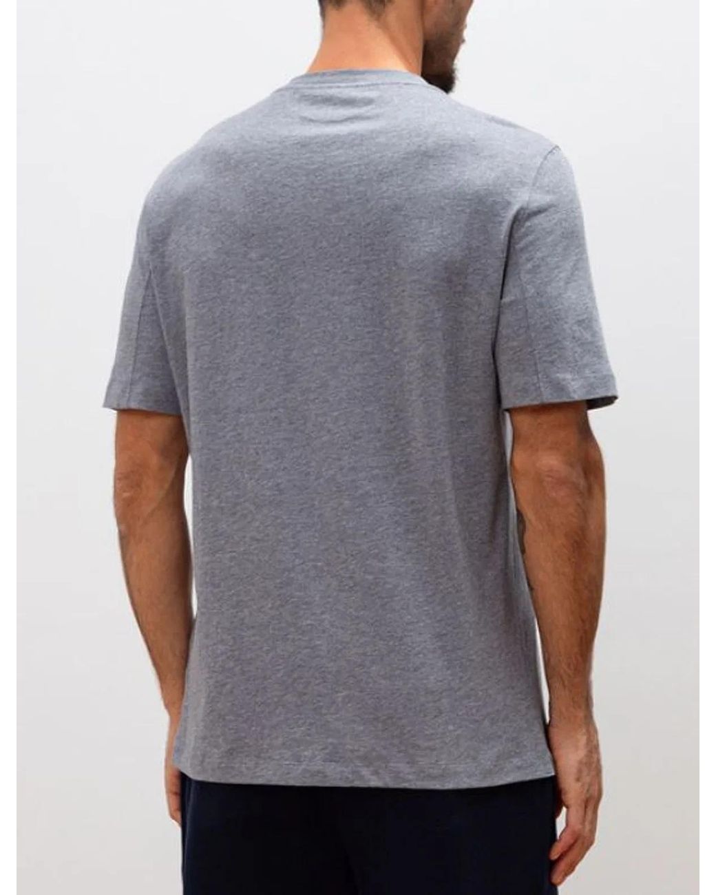 Brunello Cucinelli Gray Cotton Crew-Neck T-Shirt Featuring A Minimalist Printed Chest Logo for men