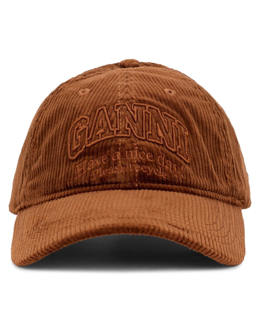 Ganni Brown Baseball Cap With Logo