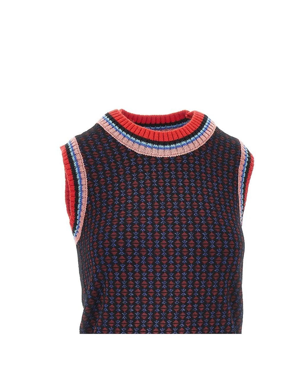 Dries Van Noten Blue Jacquard Wool-Blend Vest