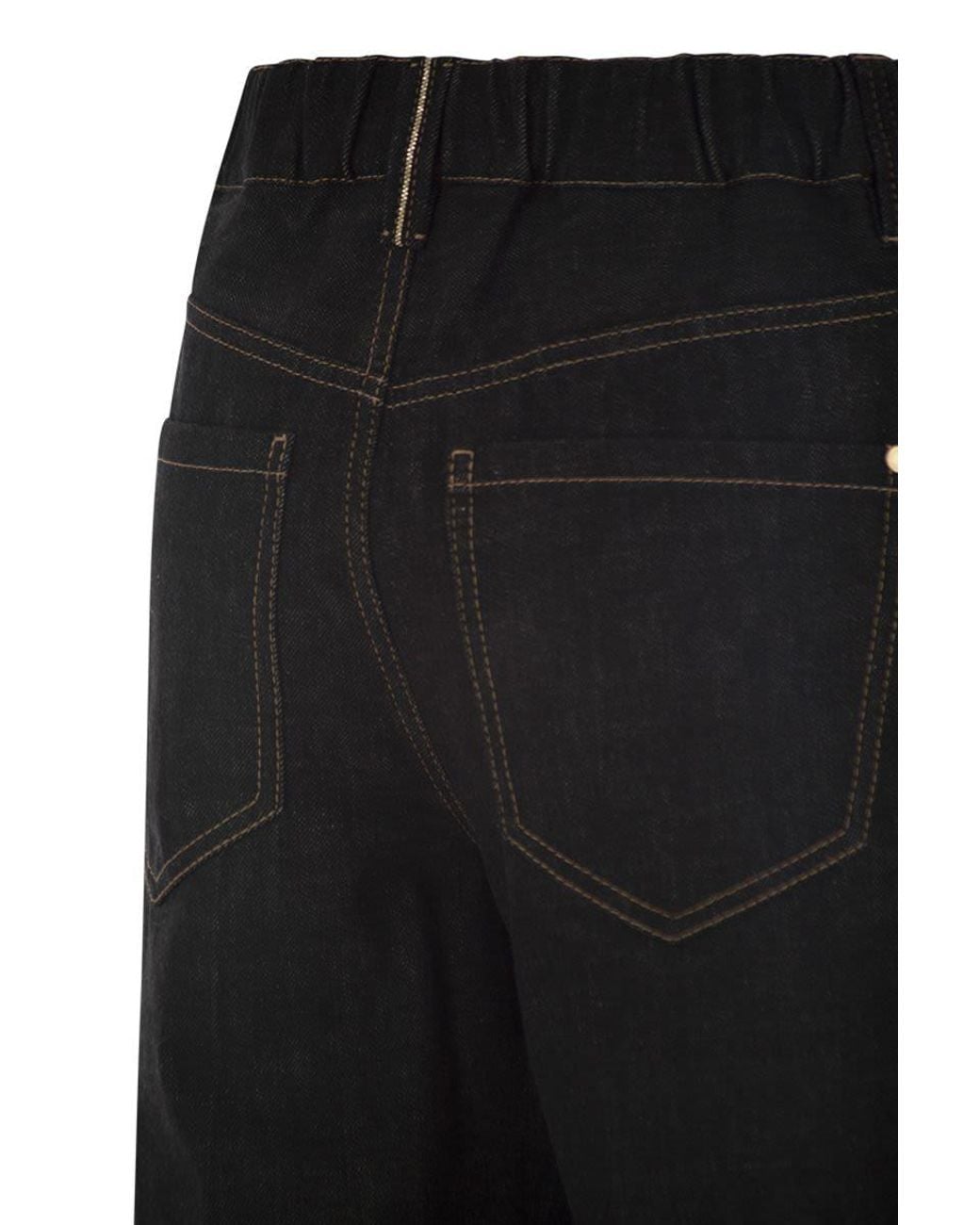 Brunello Cucinelli Black Wide-Leg Cotton Denim Jeans