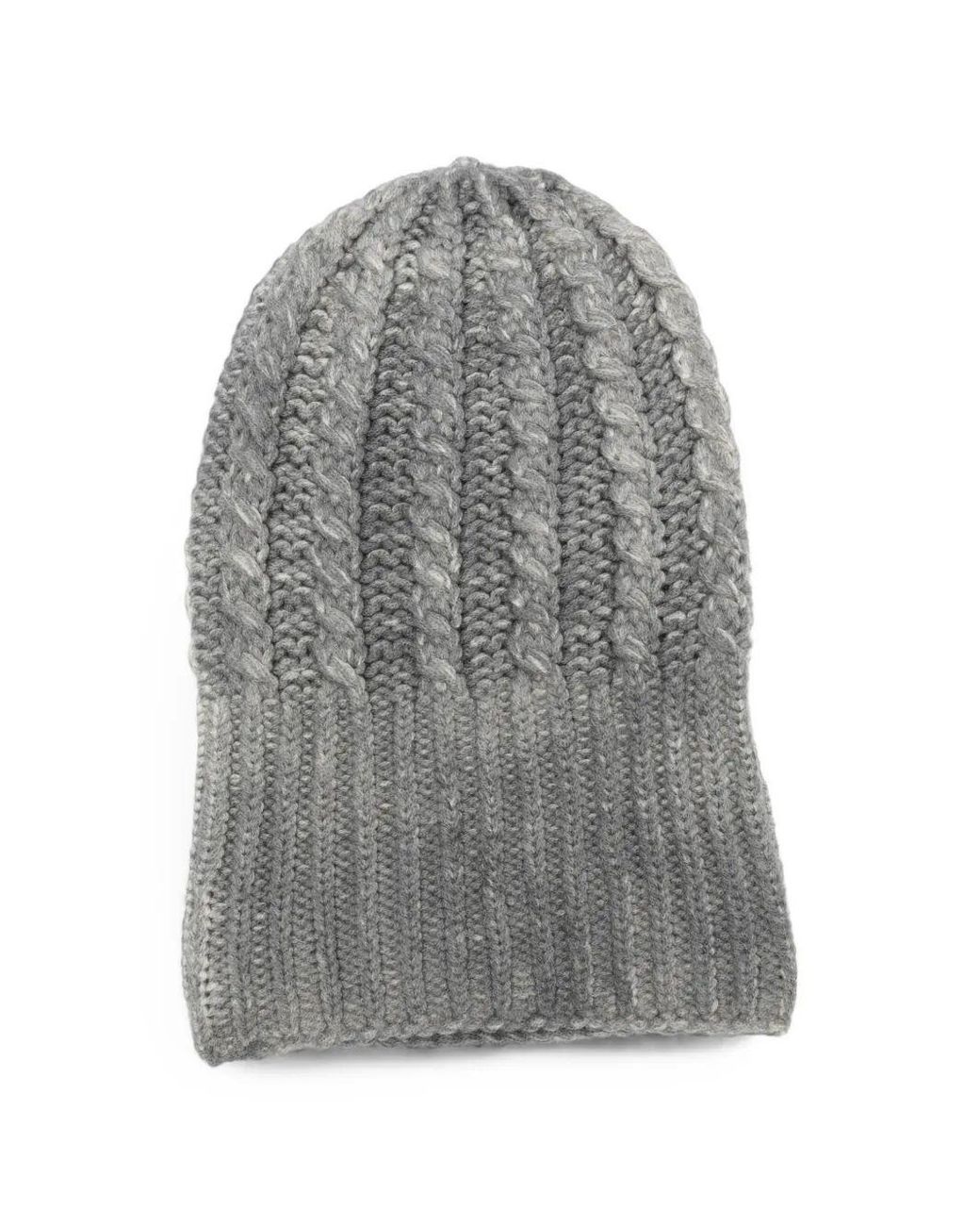 Avant Toi Gray Hand Painted Cashmere Braided Hat With High Edge