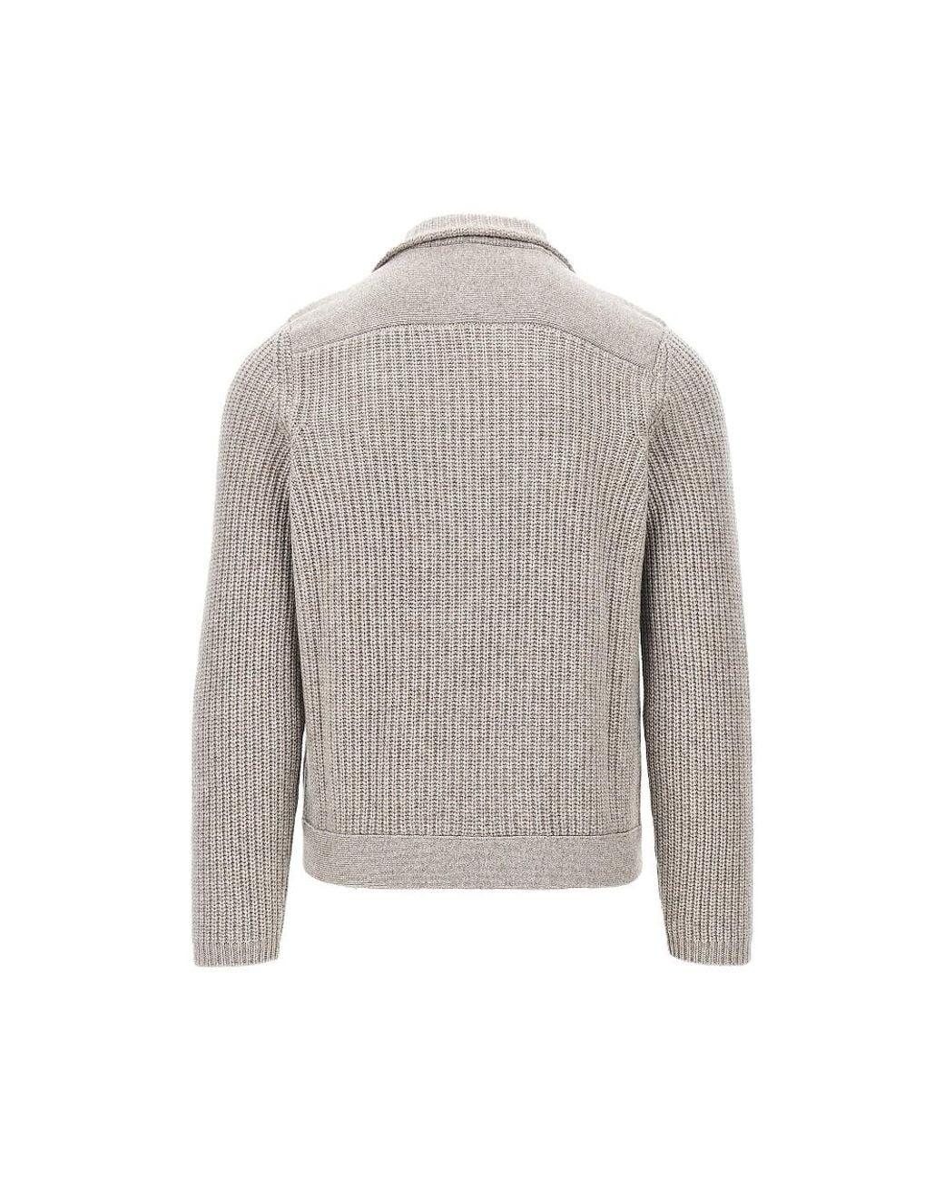Brunello Cucinelli Gray Cashmere Double-Breasted Cardigan for men