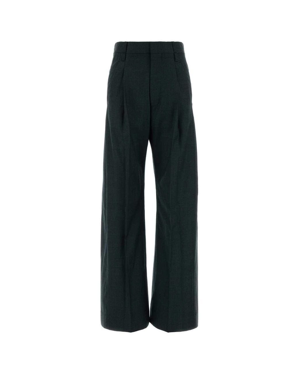 Victoria Beckham Black Bottle Wool Ethel Palazzo Pant
