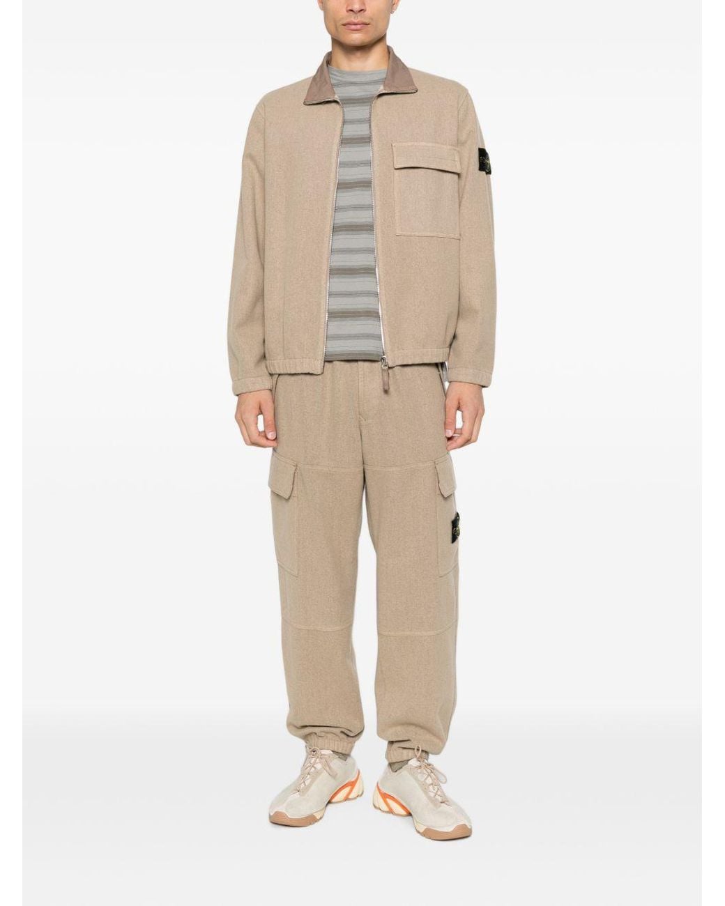 Stone Island Natural 3100050 Wool Nylon Flannel-Tc Joggers for men
